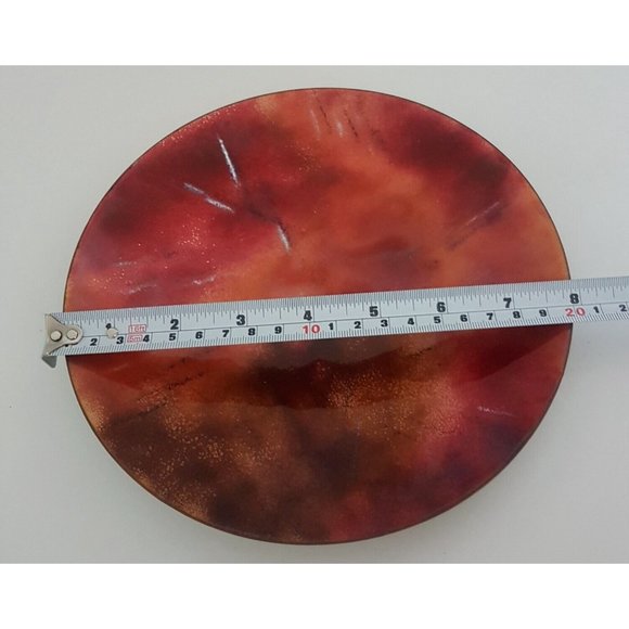Vintage Designed Enamel on Copper Art Design Dish Plate Trinket Not Marked - Picture 5 of 11